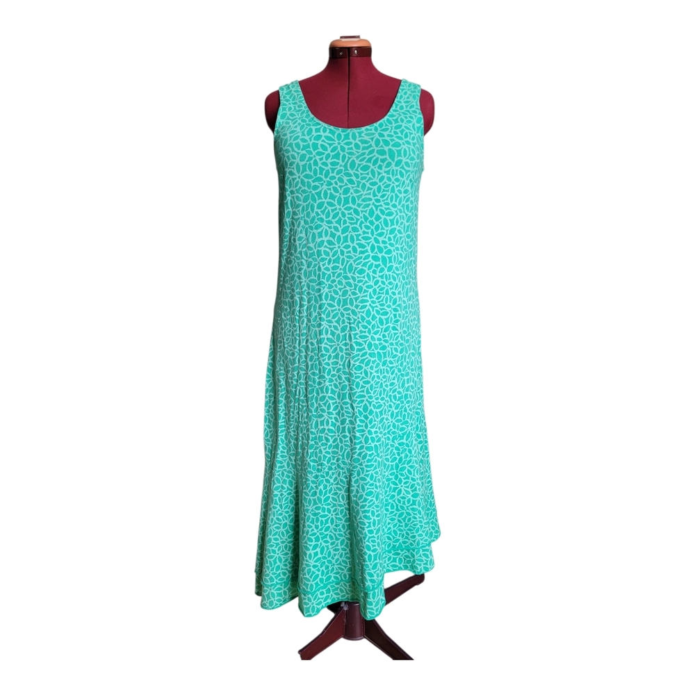 Fresh Produce Aqua Leaf Floral Print Maxi Dress Asymetrical